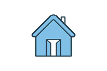 Fototapeta premium Open House Icon. house with the door open. Icon related to Real estate. Suitable for web site design, app, user interfaces. Flat line icon style. Simple vector design editable