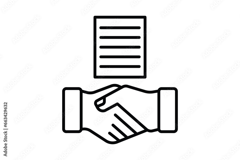Poster contract icon. handshake with contract paper. icon related to real estate. suitable for web site, ap