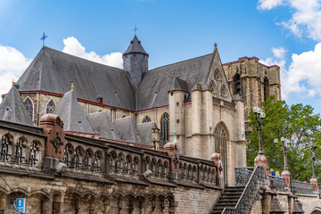 Saint Michael's Church and Saint Michael's Bridge in Ghent, Belgium