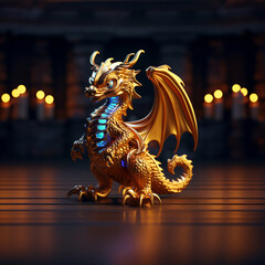 Fototapeta premium A highly detailed red dragon in vibrant 3D graphic pop-up design, boasting an excellent color combination of red and primary colors, accentuated by perfect lighting. Generative AI.