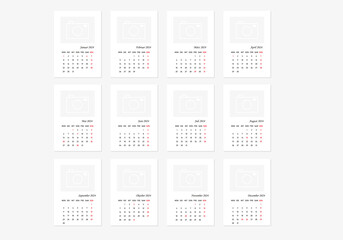 2024 calendar minimalist on german language with german holidays. Week start on monday. Calendar with place for photo. - obrazy, fototapety, plakaty