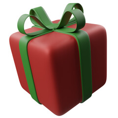 red gift box with green ribbon