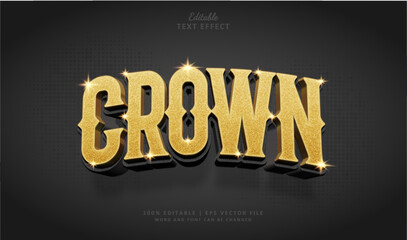 Crown Text Effect Style. Editable Text Effect Style 3d Luxury Gold Silver Bling