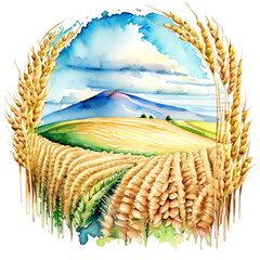 Pola zbóż ilustracja