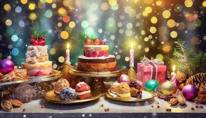 christmas table setting with christmas decorations