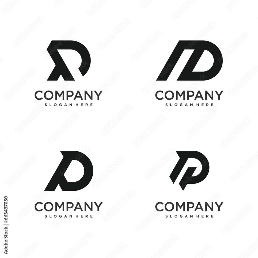 Poster Set of letter P design element icon with creative unique concept