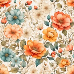 Blooming midsummer meadow vintage flower pattern. Plant background for fashion, wallpapers, print