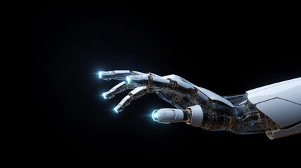 Robot bionic hand over dark background. Generated AI
