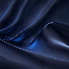 Obraz premium black silk background - Blue satin fabric - silk background - Generative AI