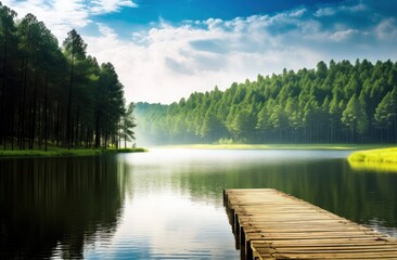 Obraz premium Beatiful nature lake and forest.