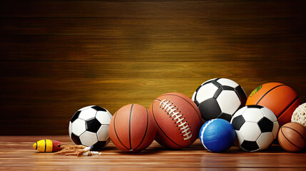 sports equipment and ball background