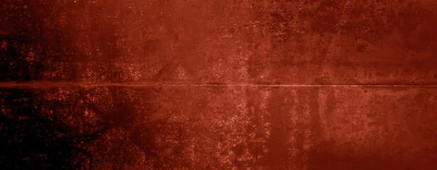 grunge red rusty on metal wall background texture used as banner panorama. steel metal grunge...