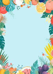 Obraz na płótnie Canvas tropical cocktail background frame created with Generative Ai