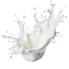 Milk splash isolated on white transparent background, PNG