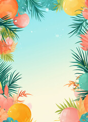 Fototapeta na wymiar tropical cocktail background frame created with Generative Ai