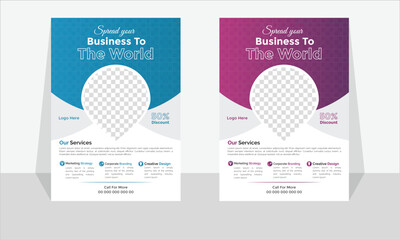 Corporate modern business flyer template design set, minimal business flyer template or eye catching flyer design, flyer in A4 with colorful business proposal, modern with red and purple flyer