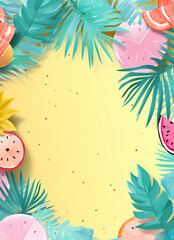 Obraz na płótnie Canvas tropical cocktail background frame created with Generative Ai