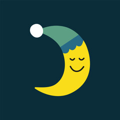 Doodle colorful sleeping month. © Minur