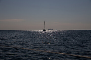 A boat trip on the Oceanis 45 yacht in the Black Sea. Novorossiysk, Russia. 15.10.2023