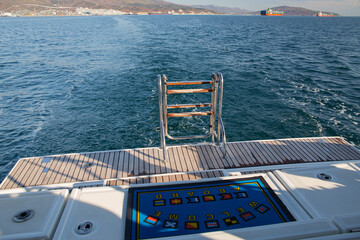 A boat trip on the Oceanis 45 yacht in the Black Sea. Novorossiysk, Russia. 15.10.2023