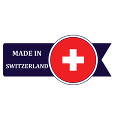 Fototapeta premium Made In Switzerland. Flag, banner icon, design, sticker