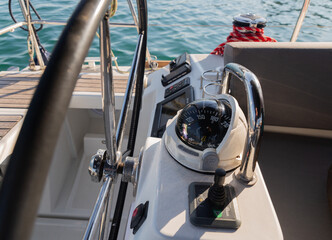 A boat trip on the Oceanis 45 yacht in the Black Sea. Novorossiysk, Russia. 15.10.2023