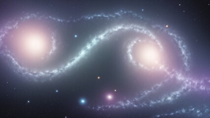 Two Galaxies Swirling Together In Space