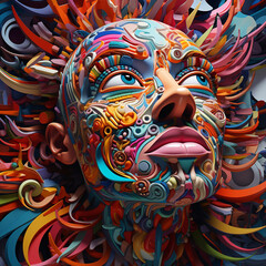 
psychedelic, parallel world, abstract reality, parallel universe, psychedelic hallucination,
a man's face, abstract shapes, Geometric shapes' own face, generative AI