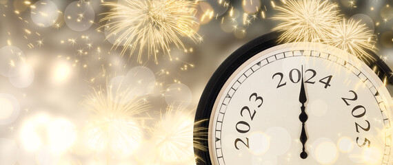 New Years Eve Clock 2024. - obrazy, fototapety, plakaty