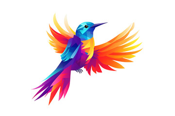 Obraz premium Polygonal illustration of bird. A minimalist colored logo made of lines featuring the silhouette of a geometric bird. Simple triangular shapes and lines