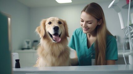 Dog at the veterinarian's check-up
