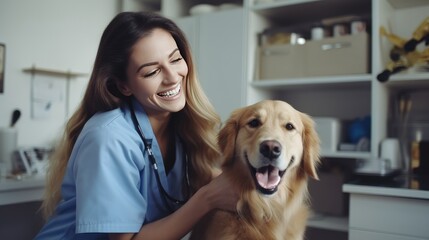 Dog at the veterinarian's check-up