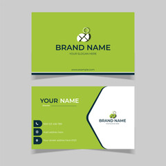 elegant modern business card design template green and white