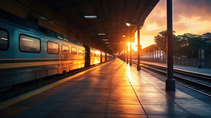 train station at golden hour sunse