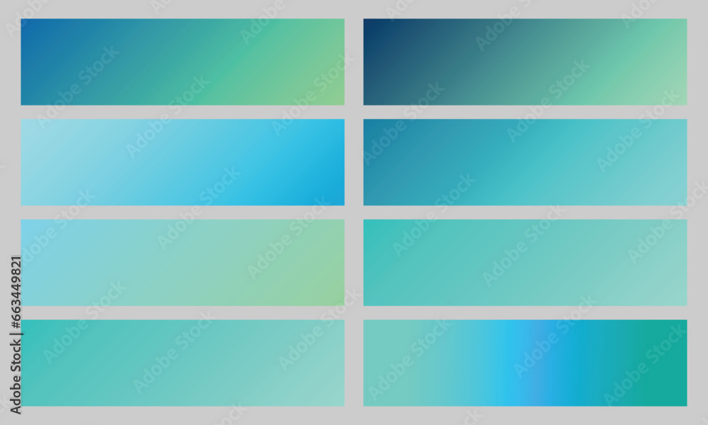 Poster gradient color set blue. elegant blue color gradient set collection. vector set of blue metallic gra
