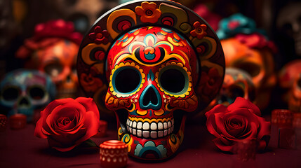 Fototapeta premium Day of dead,dia de los muertos,mexico festival,skull,dia de los muertos background,mexico,