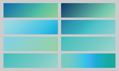 Obraz premium Gradient Color Set blue. Elegant blue color gradient set collection. Vector set of blue metallic gradients. Blue gradient set on black background. Swatches collection