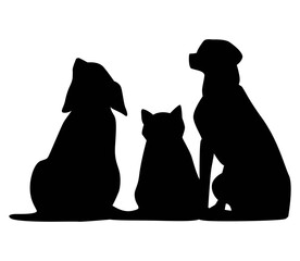 vector silhouettes of pets