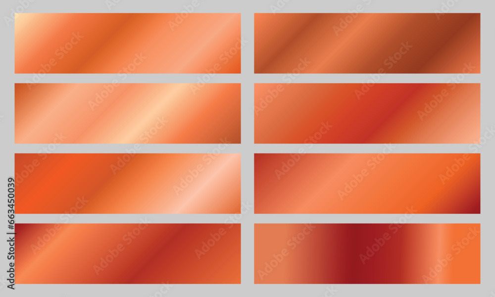 Poster gradient color set brown. elegant brown color gradient set collection. vector set of brown metallic 