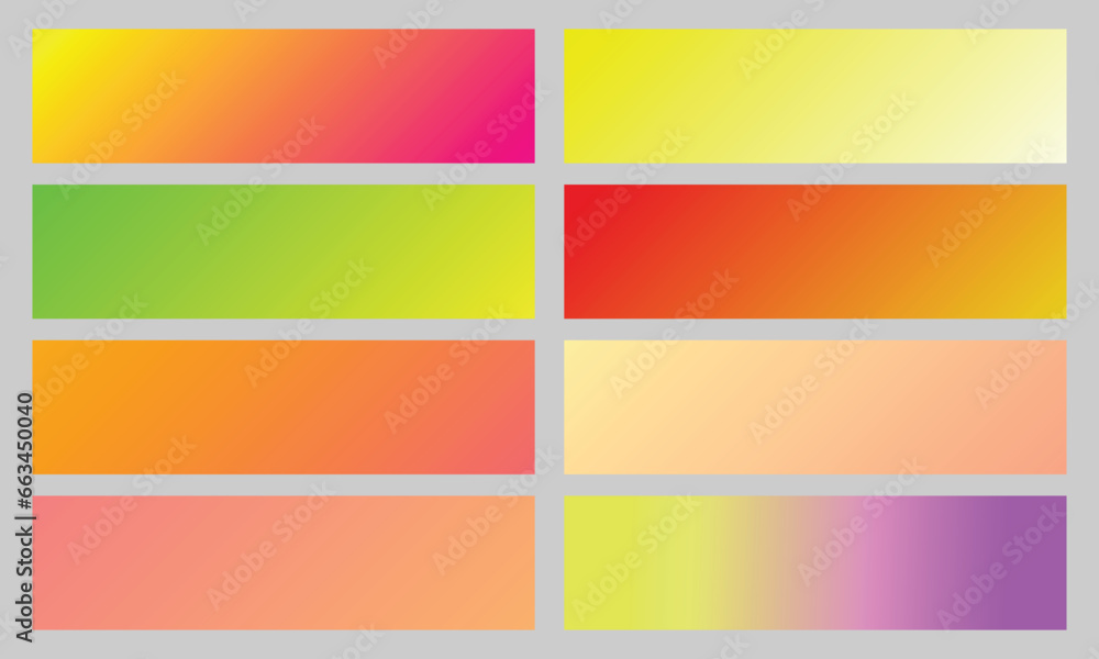 Poster gradient color set yellow. elegant yellow color gradient set collection. vector set of yellow metall
