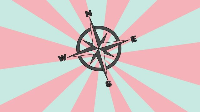 animated video of a compass icon with a rotating background