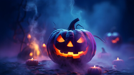 Halloween wallpaper, horror greeting card, halloween celebration. AI Generated.