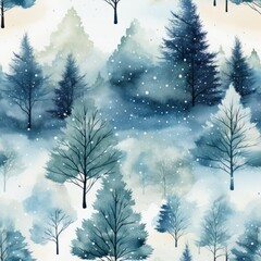 Winter forest seamless pattern