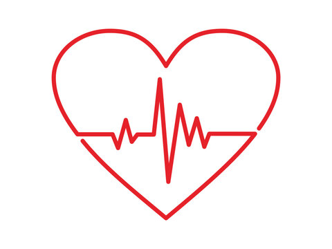 Heartbeat pulse flat vector icon for medical apps and websites. Heartbeat in one line drawing.