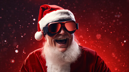 santa claus with virtual reality glasses