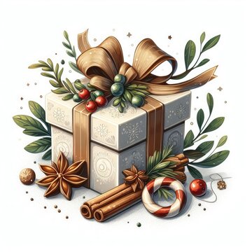 christmas gift box on white background