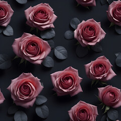 Pink roses on a gray stone background. ai generative