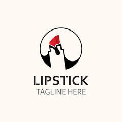Obraz premium Lipstick logo design for makeup fashion shop and beauty vector cosmetic design template