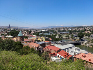 Fototapeta na wymiar Panoramic view of Tbilisi from Orbiri Street