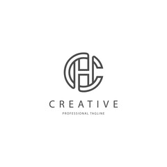 Initial Letter CH With Linked Circle Logo